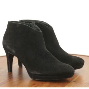 Paul Green Womens Elle Suede Slim Heel Booties Black Suede Size 6 US / 3.5 UK